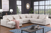 Nadine 155.5"W Beige Corduroy Modular Corner Sectional Sofa with Left-Facing Chaise