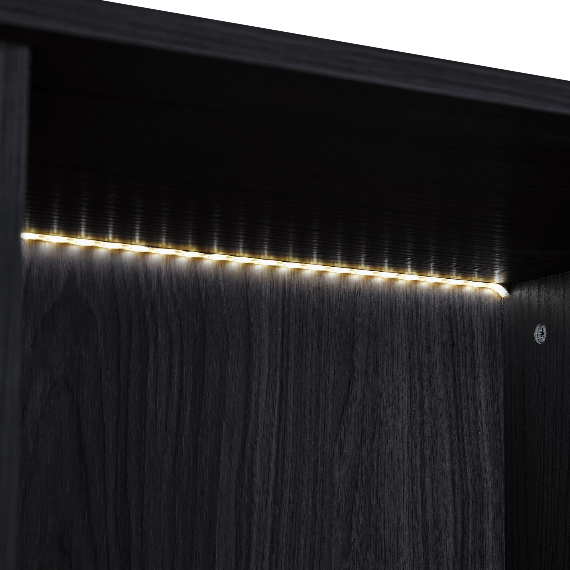 Modern Minimalist Style LED Curio Cabinet With Tempered Glass Door, Metal Legs