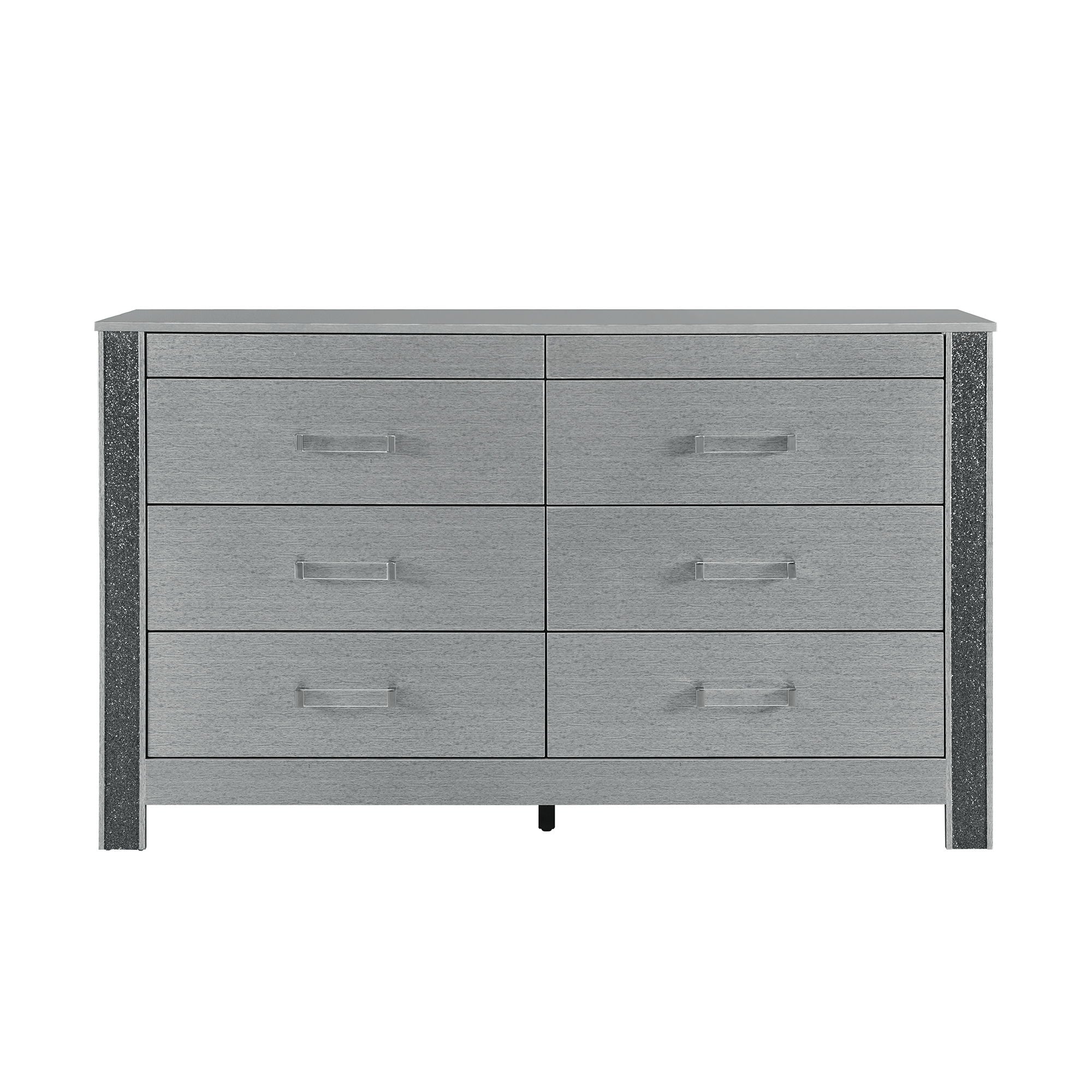 Lorenzo - Dresser With Hidden Jewelry Compartment And Bar Handles In - Silver