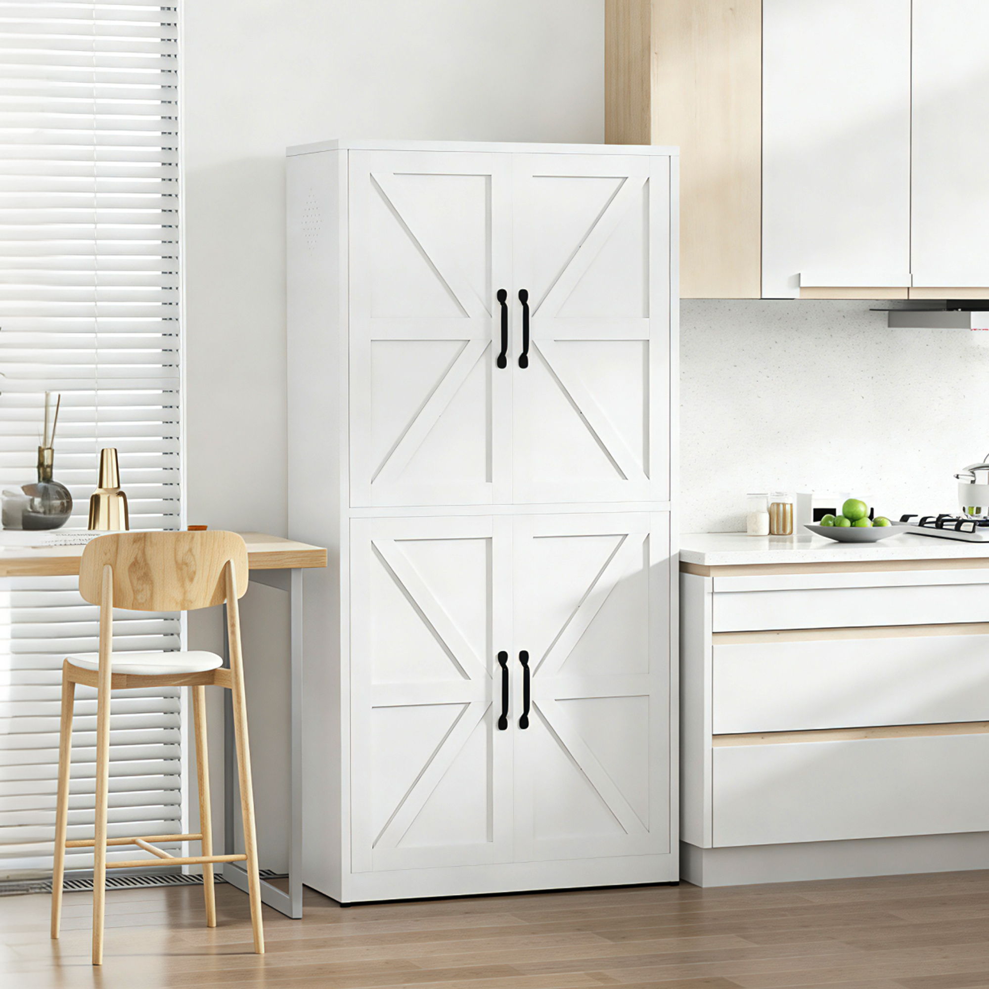 Kitchen Pantry Cabinet With Adjustable Shelves, Heavy Duty Storage - White