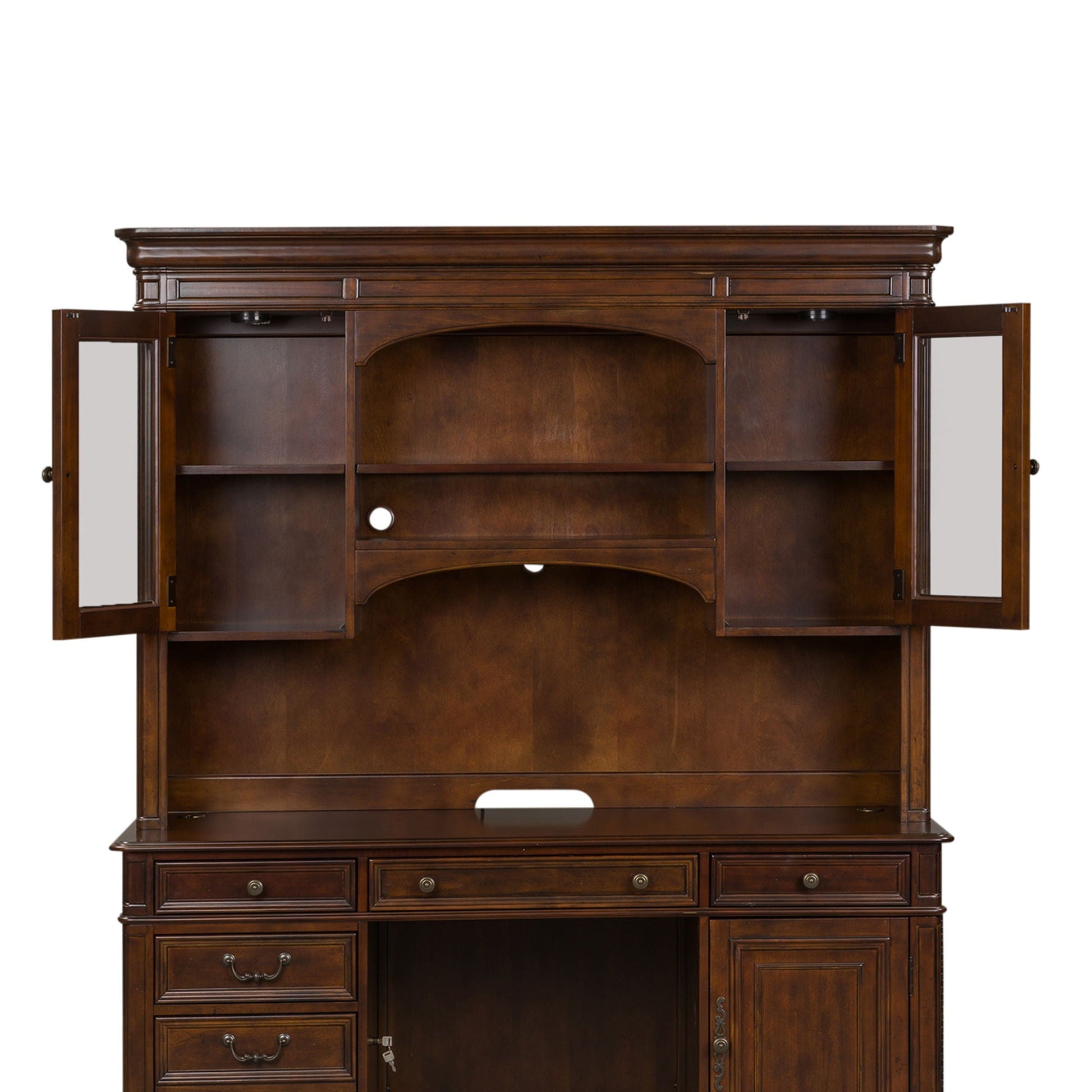 Liberty Furniture Brayton Manor - Jr Executive Credenza Hutch - Dark Brown | Meri Furniture