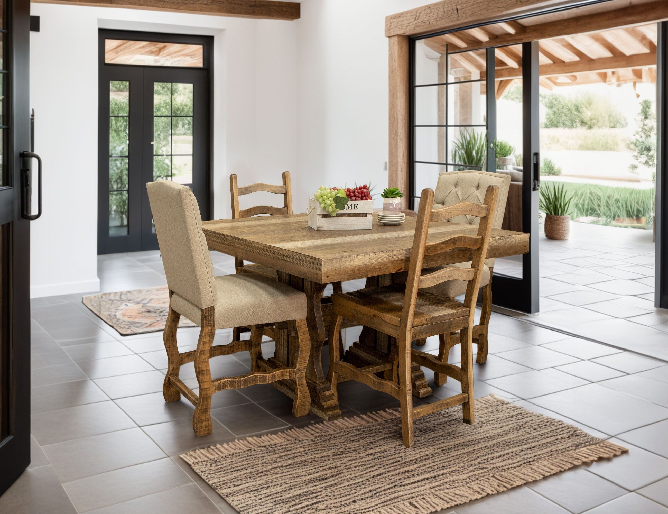 International Furniture Direct Marquez - Barstool (Set of 2) - Two Tone Light Brown | Meri Furniture