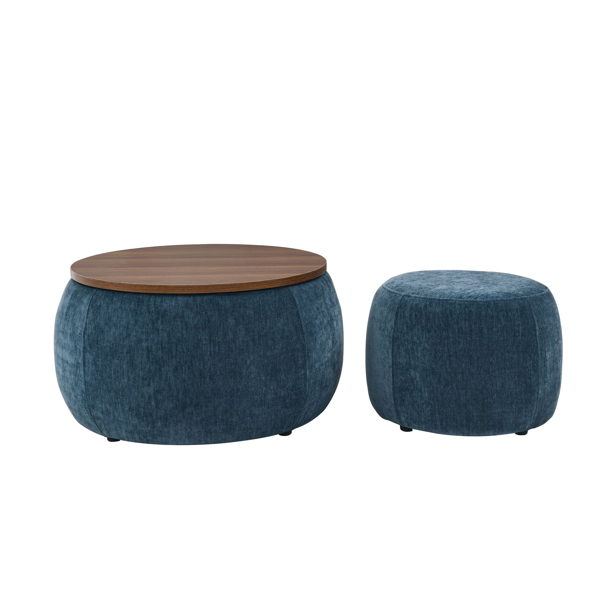 Round Storage Ottoman, 2 In 1 Function, End Table And Ottoman