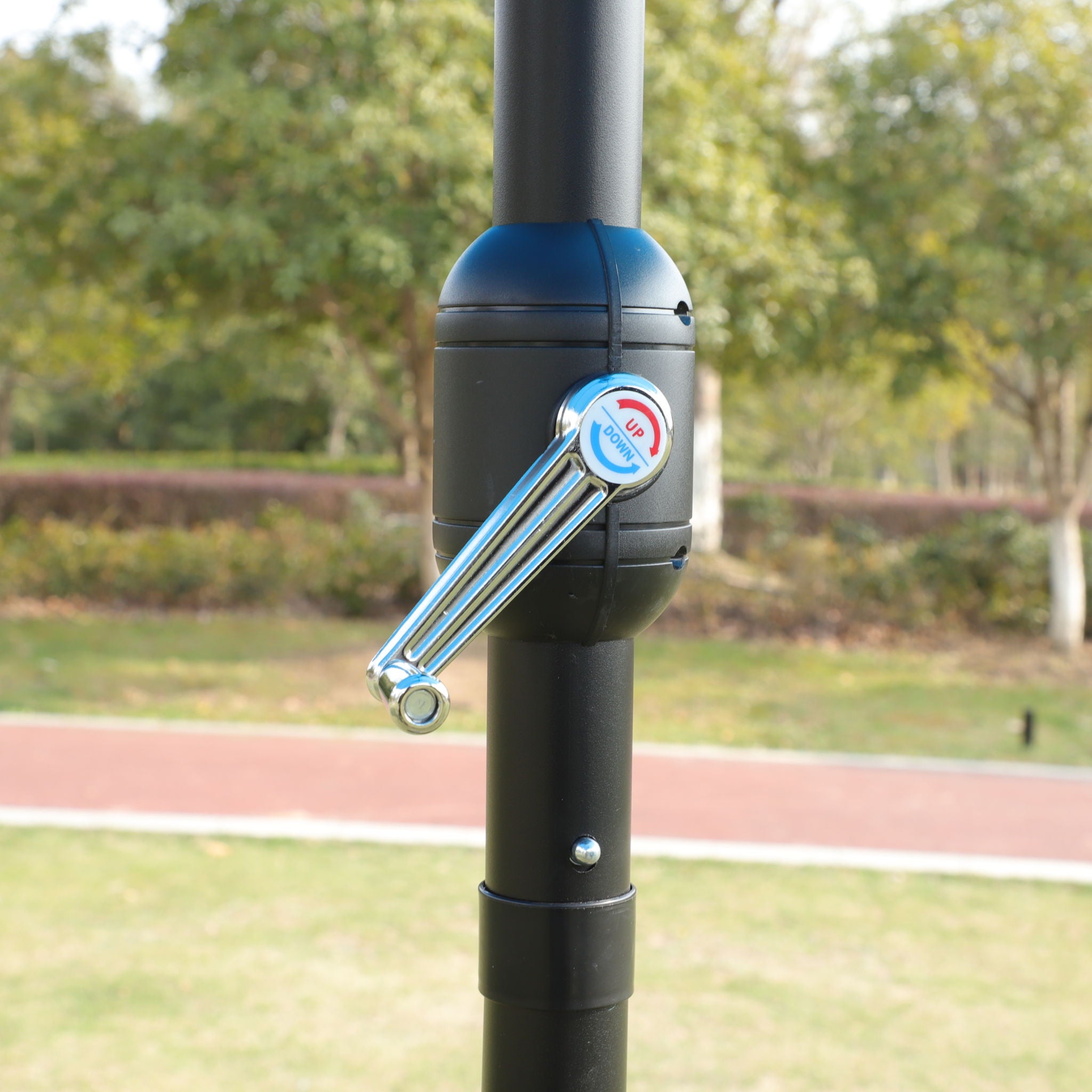 Double- Sided Outdoor Market Umbrella With Lights And Base