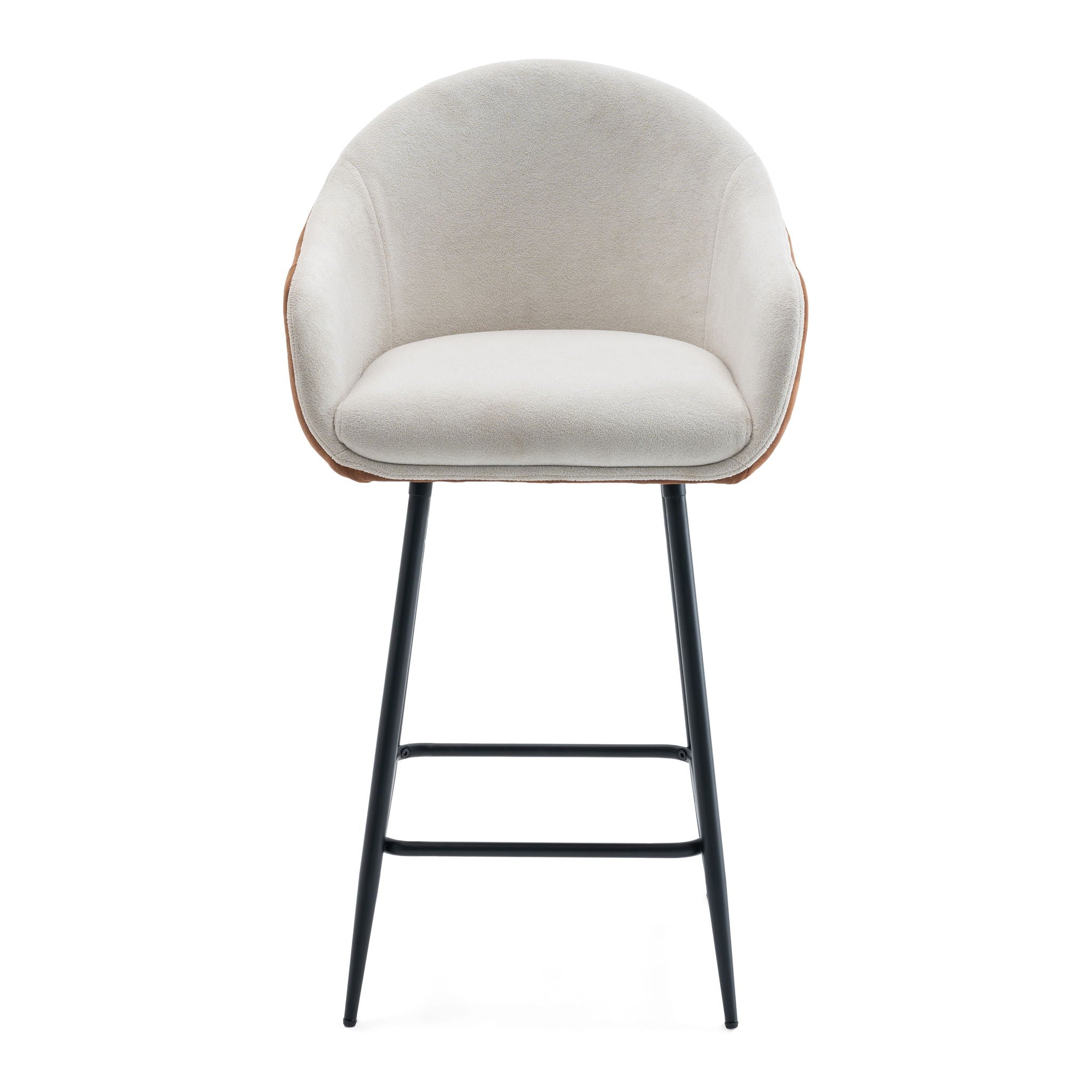 Modern Style Counter Height Bar Stools, With Comfortable Upholstery, Durable Metal Legs Ensure Stability - Brown