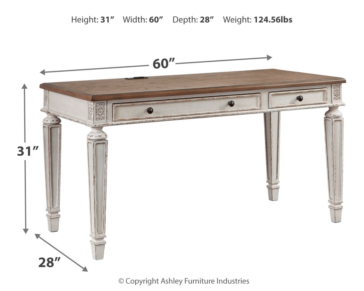Ashley Furniture Realyn - Light Brown - Home Office Desk | Meri Furniture