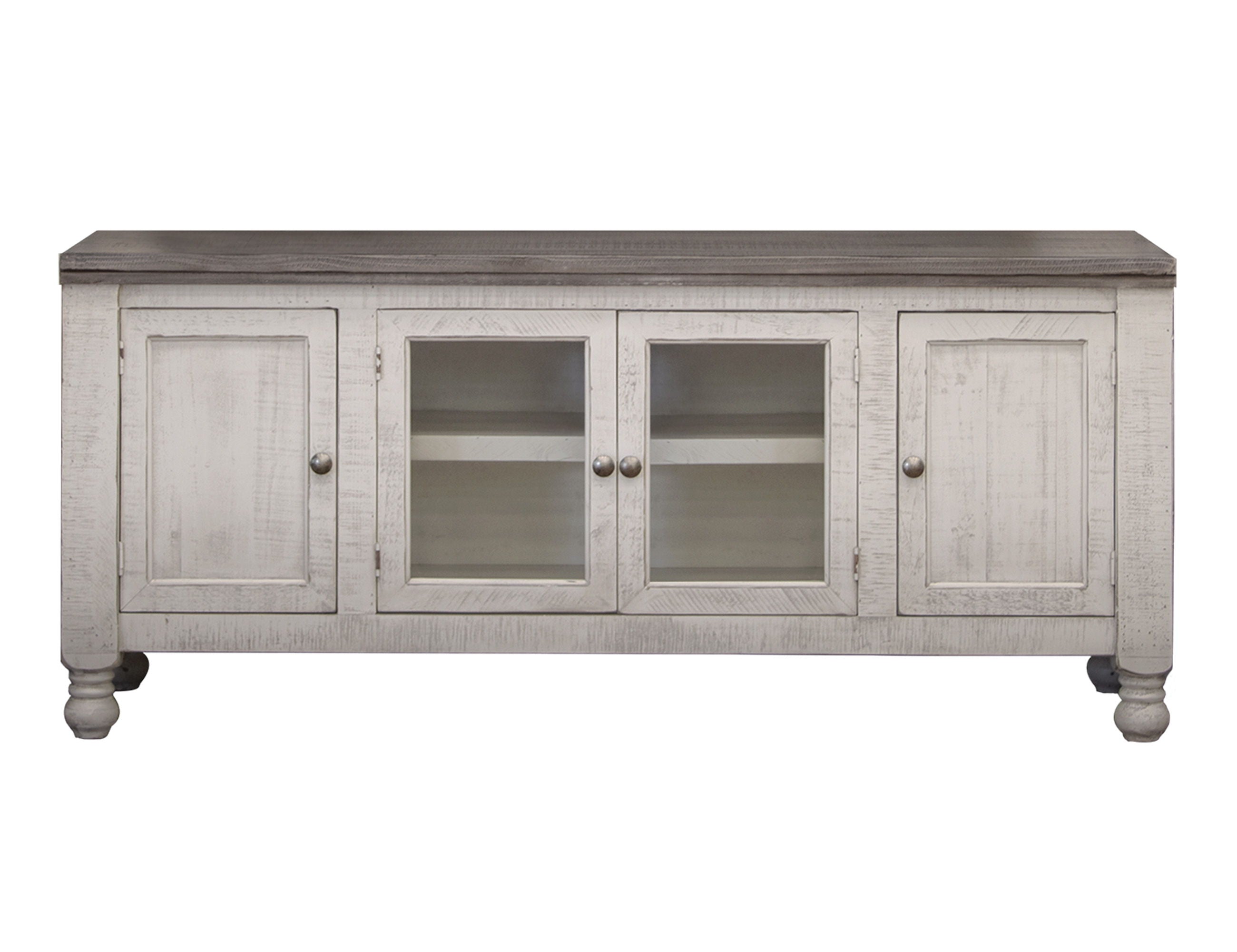 International Furniture Direct Stone - TV Stand / Wall Unit - Antiqued Ivory / Weathered Gray | Meri Furniture