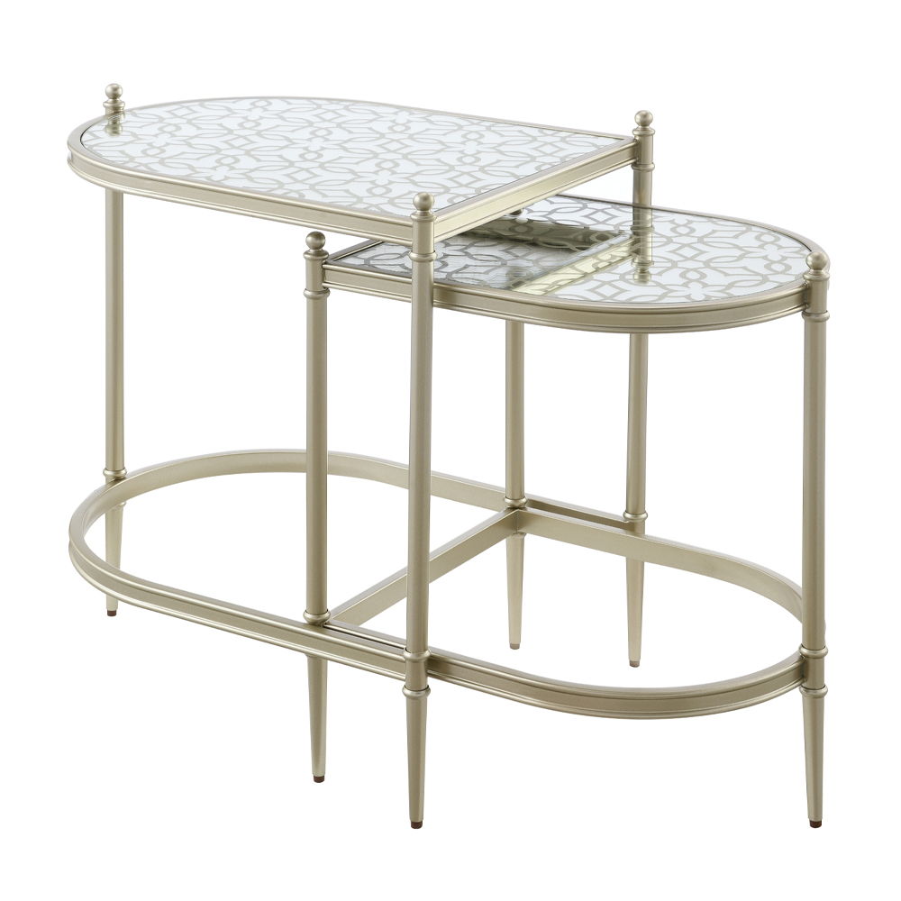 ACME Zaba - Nesting Table - Glass Top & Silver | Meri Furniture