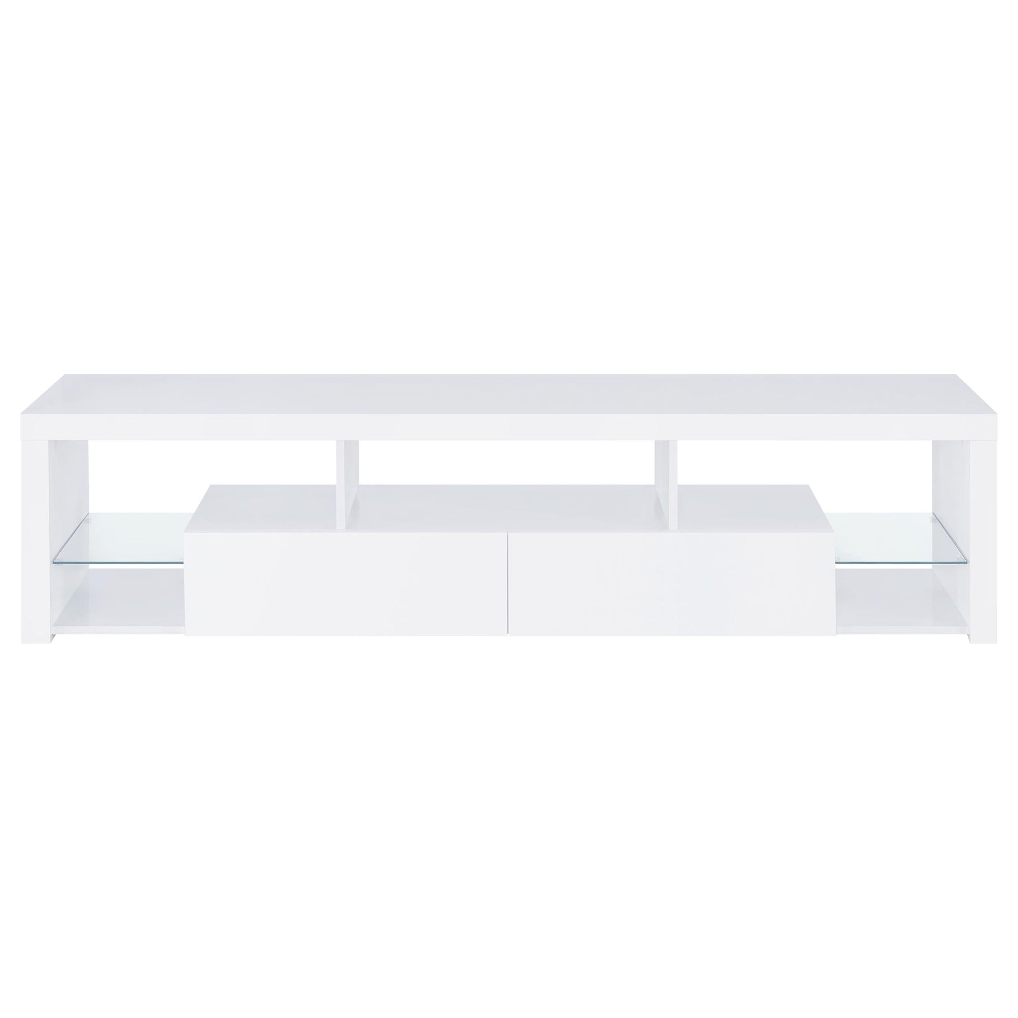 Lance - 3 Piece TV Entertainment Center With Shelves - Gloss White