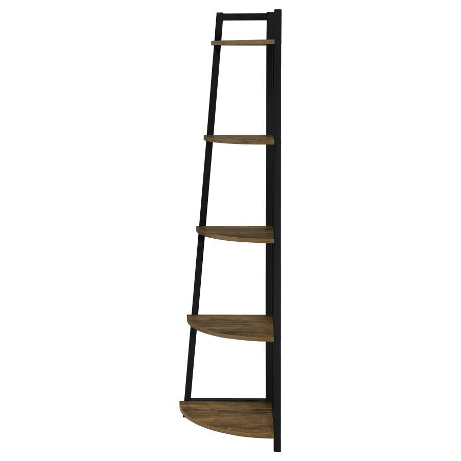 Coaster Fine Furniture Jacksonville - 5-Shelf Bookshelf - Black And Aged Walnut | Meri Furniture
