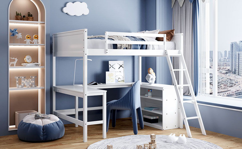 Loft Bed With Shelves With Desk