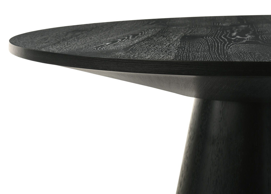 Jasper 5Pc 47" Round Ebony Black Pedestal Counter Height Set with Beige Upholstered Chairs