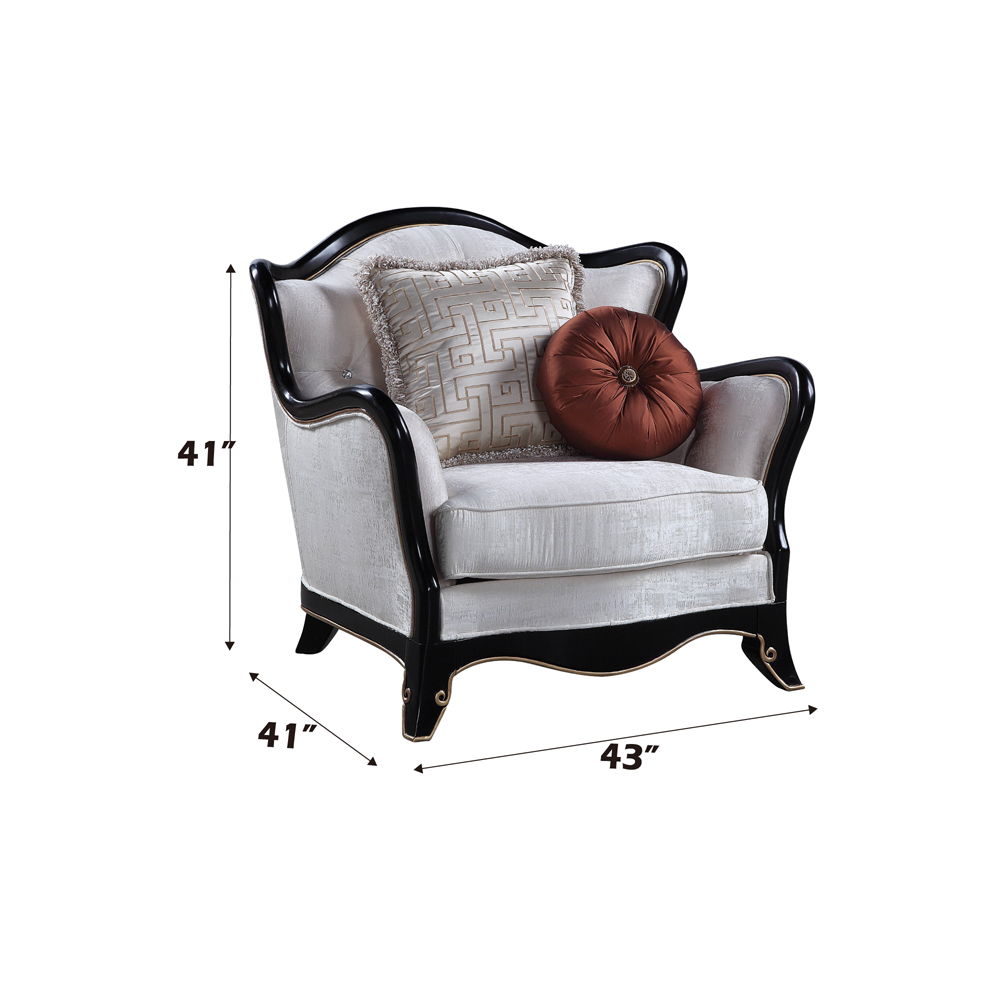 Nurmive - Chair With 2 Pillows - Beige Fabric