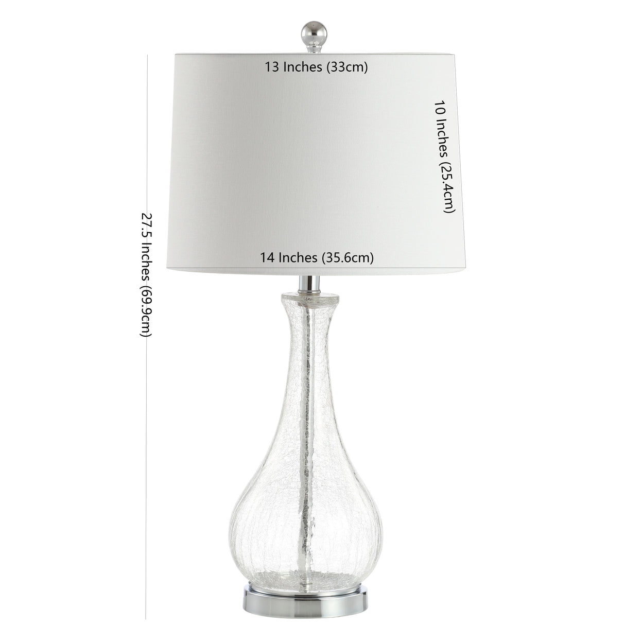 FINNLEY, 27.5 INCH, CLEAR/CHROME, GLASS TABLE LAMP