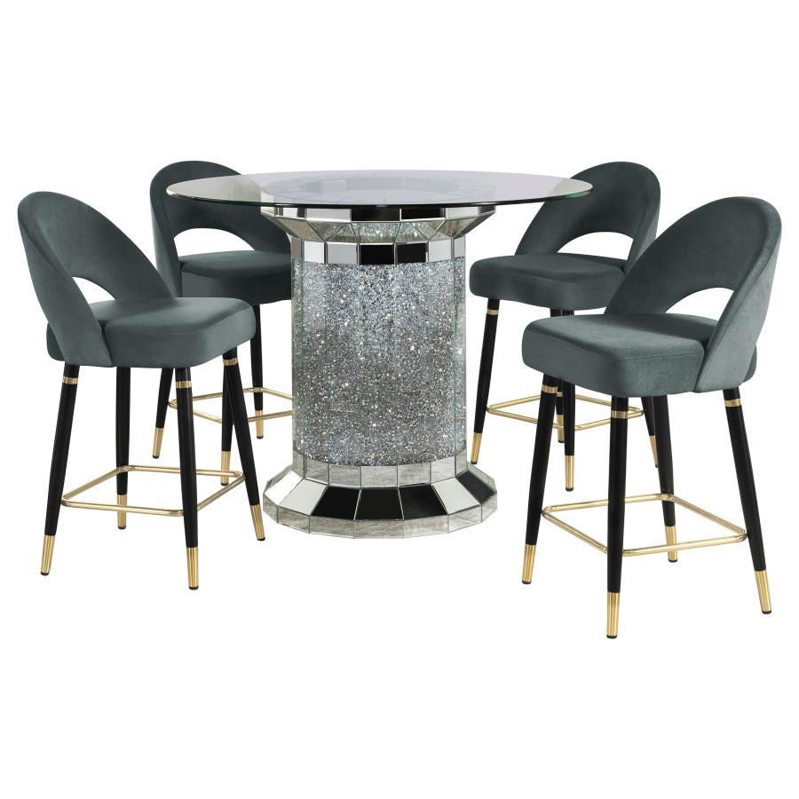 Coaster Fine Furniture Ellie - Mirrored Counter Height Dining Table Set | Meri Furniture