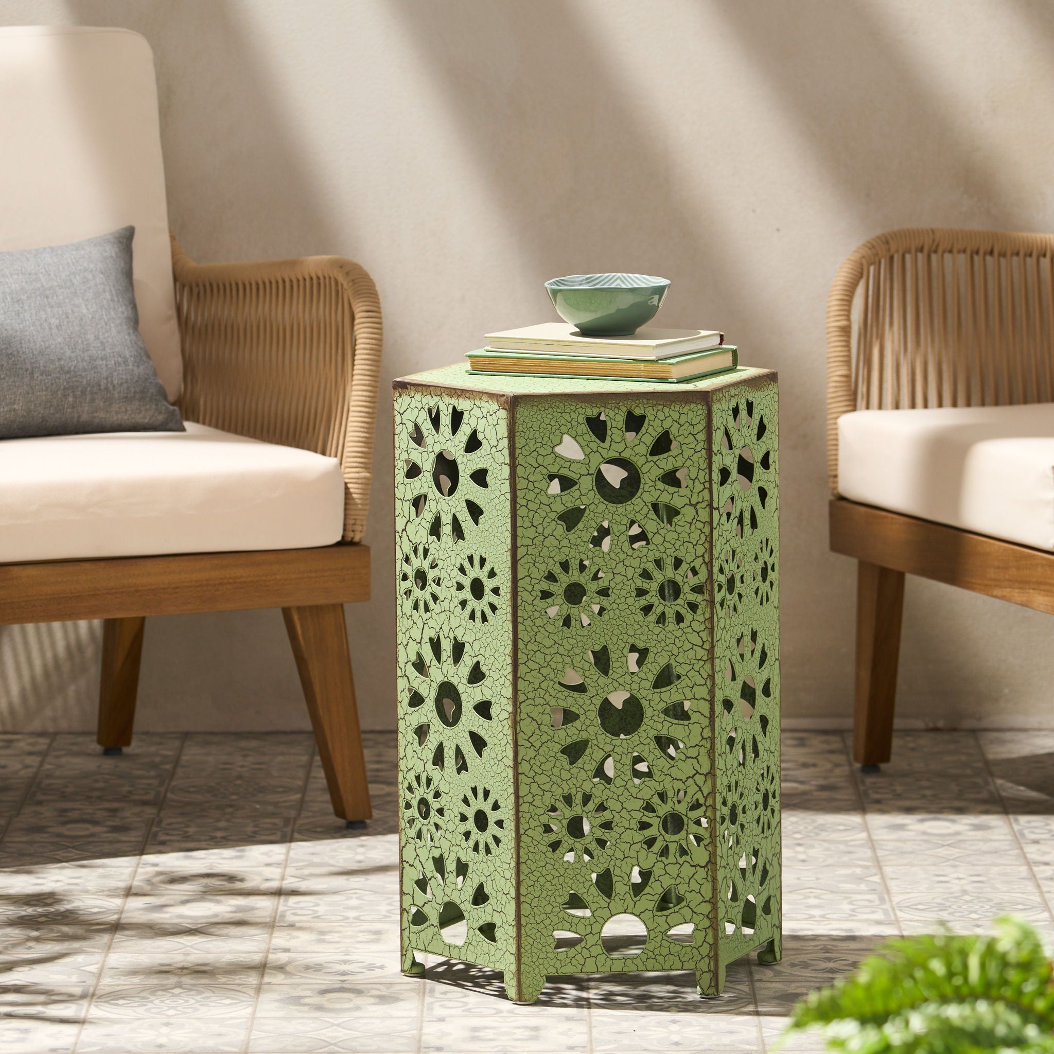 Galore - Side Table With Sunburst Cut Out Design
