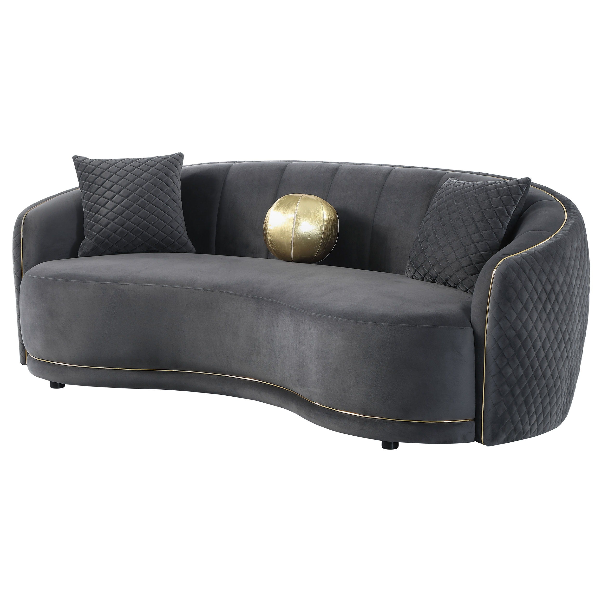 Coaster Fine Furniture Brookside - Velvet Upholstered Curved Sofa - Dark Gray | Meri Furniture