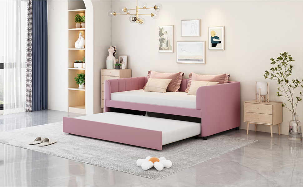 Upholstered Daybed With Ergonomic Design Backrest