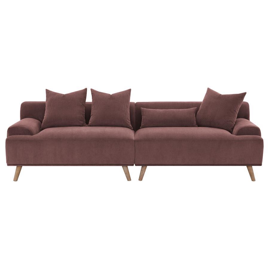 Coaster Fine Furniture Elizabeth - Corduroy Upholstered Extra Long Sofa - Wine Red | Meri Furniture