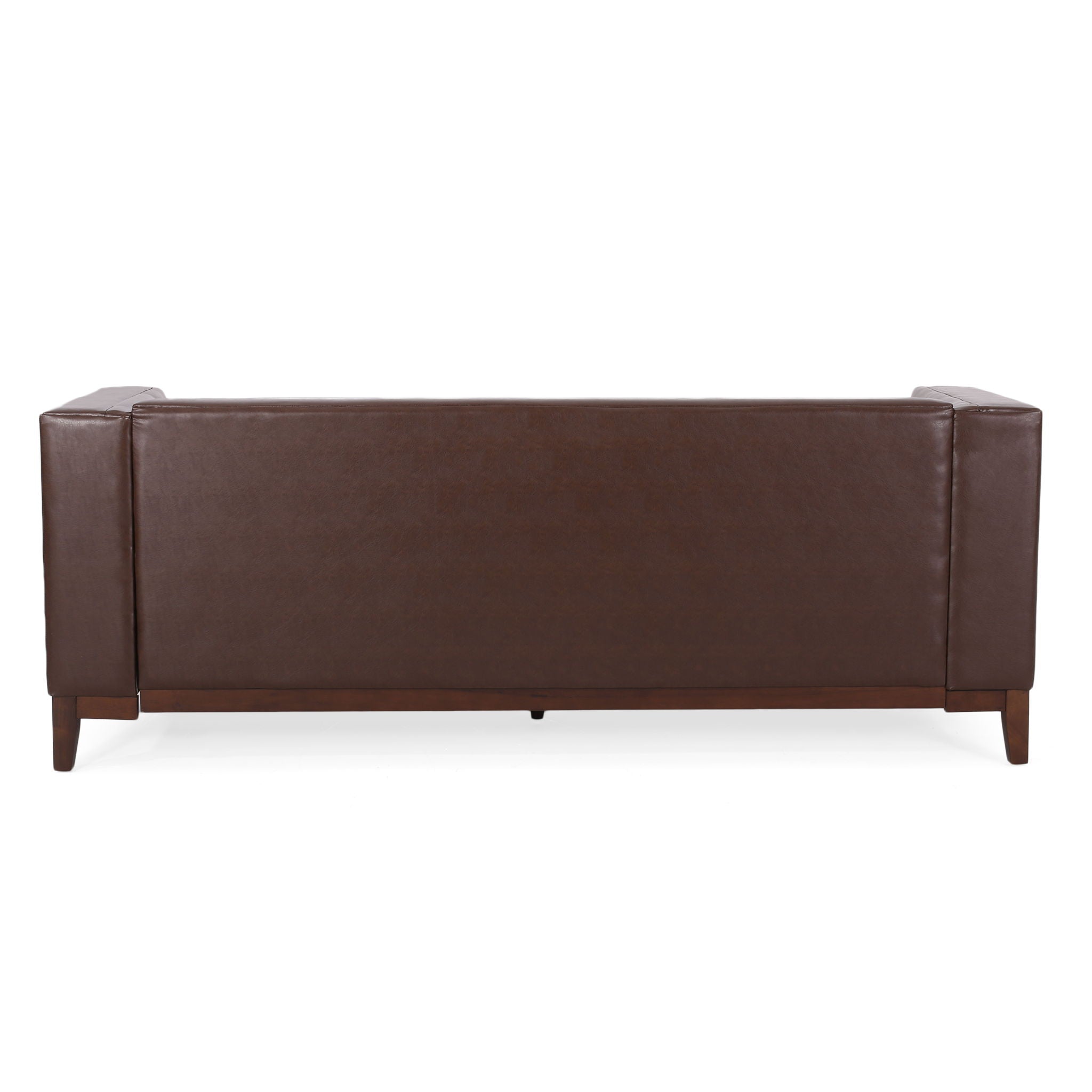 Mid Century Modern 3 Seater Sofa With Tufted Stitching - Dark Brown