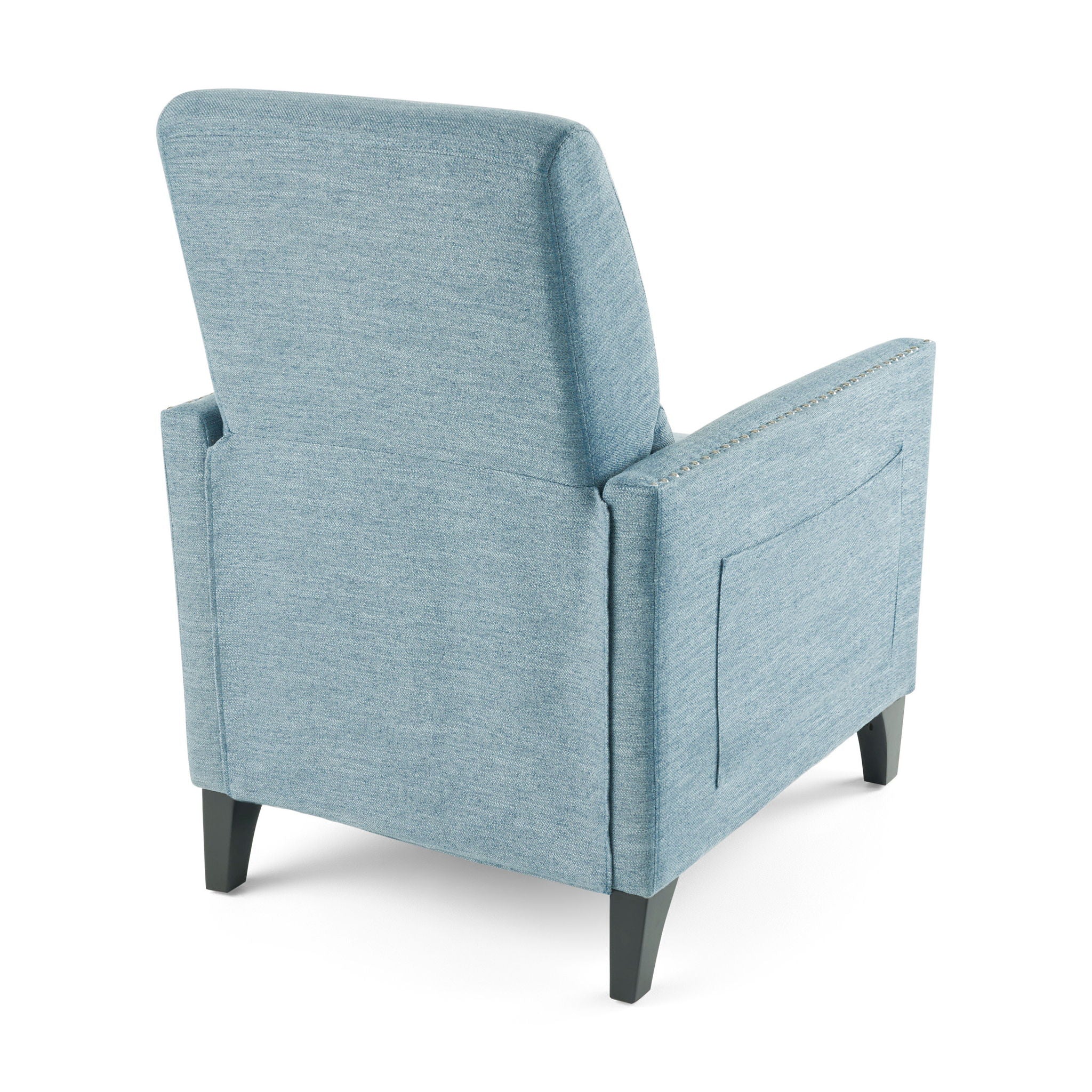 Repose Upholstered Recliner Chair With Nailhead Trim And Side Pocket - Light Blue