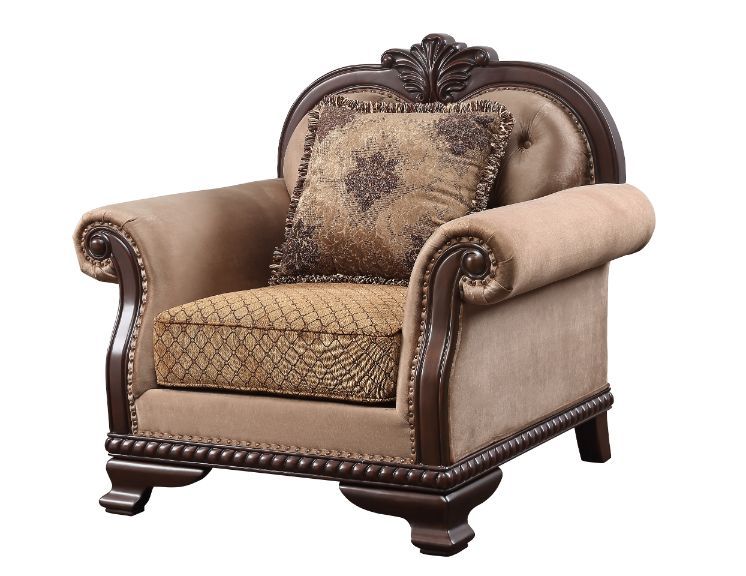 Chateau De Ville - Chair With Pillow Same Lv01590) - Fabric & Espresso