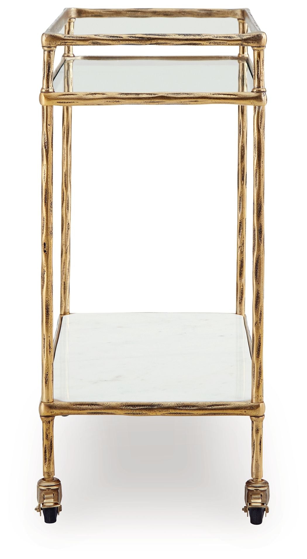 Signature Design by Ashley® Plattfield - Antique Gold Finish - Bar Cart | Meri Furniture