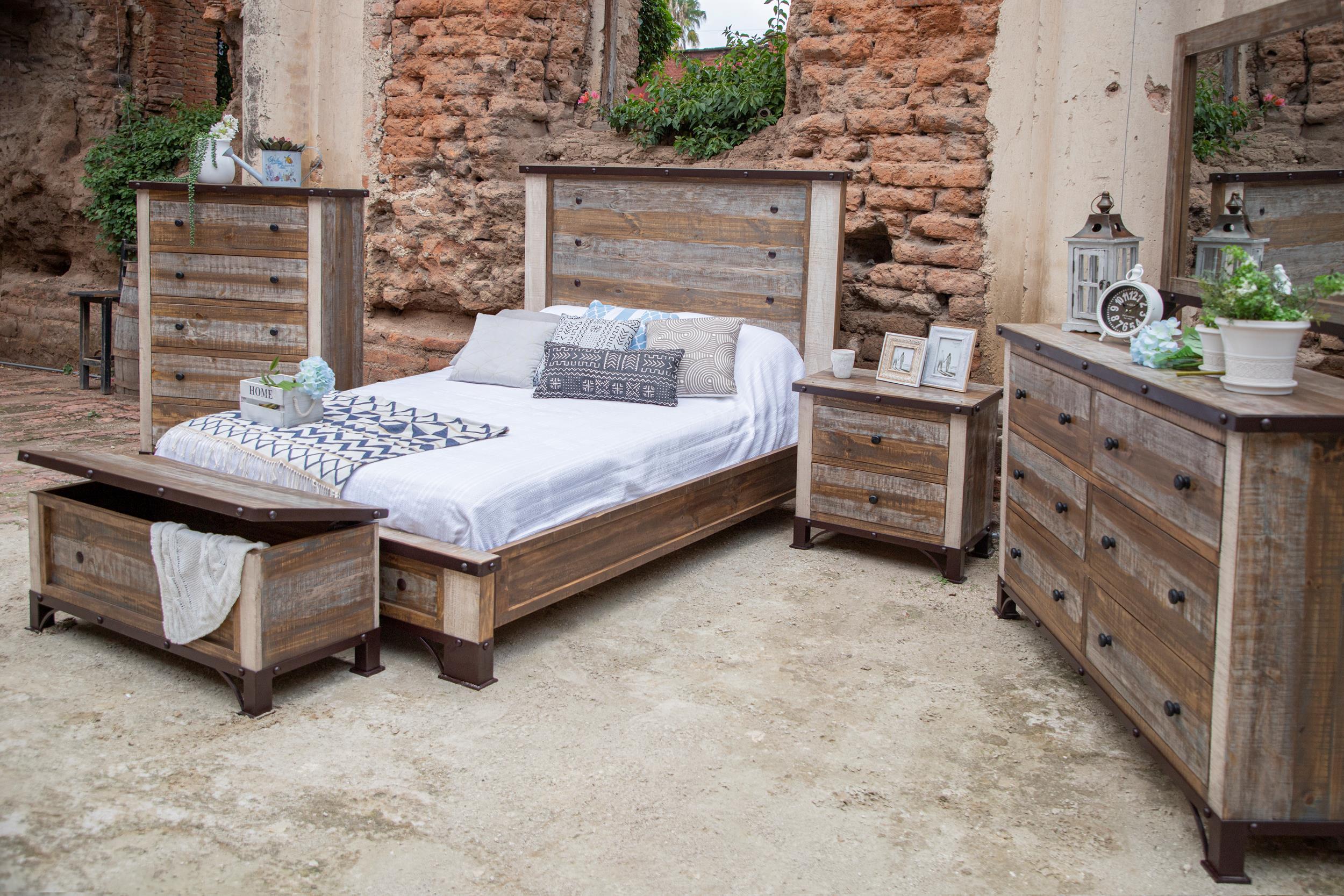 International Furniture Direct Antique - Dresser With 6 Drawer / 1 Door - Multicolor | Meri Furniture