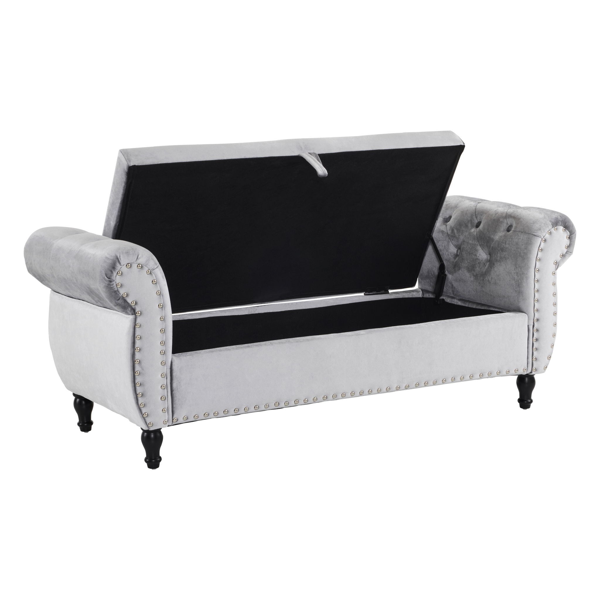 Luxurious Velvet Multifunctional Storage Ottoman Bench With Pillow