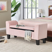 Mila 55"W Pink Velvet Ottoman Bench with Storage
