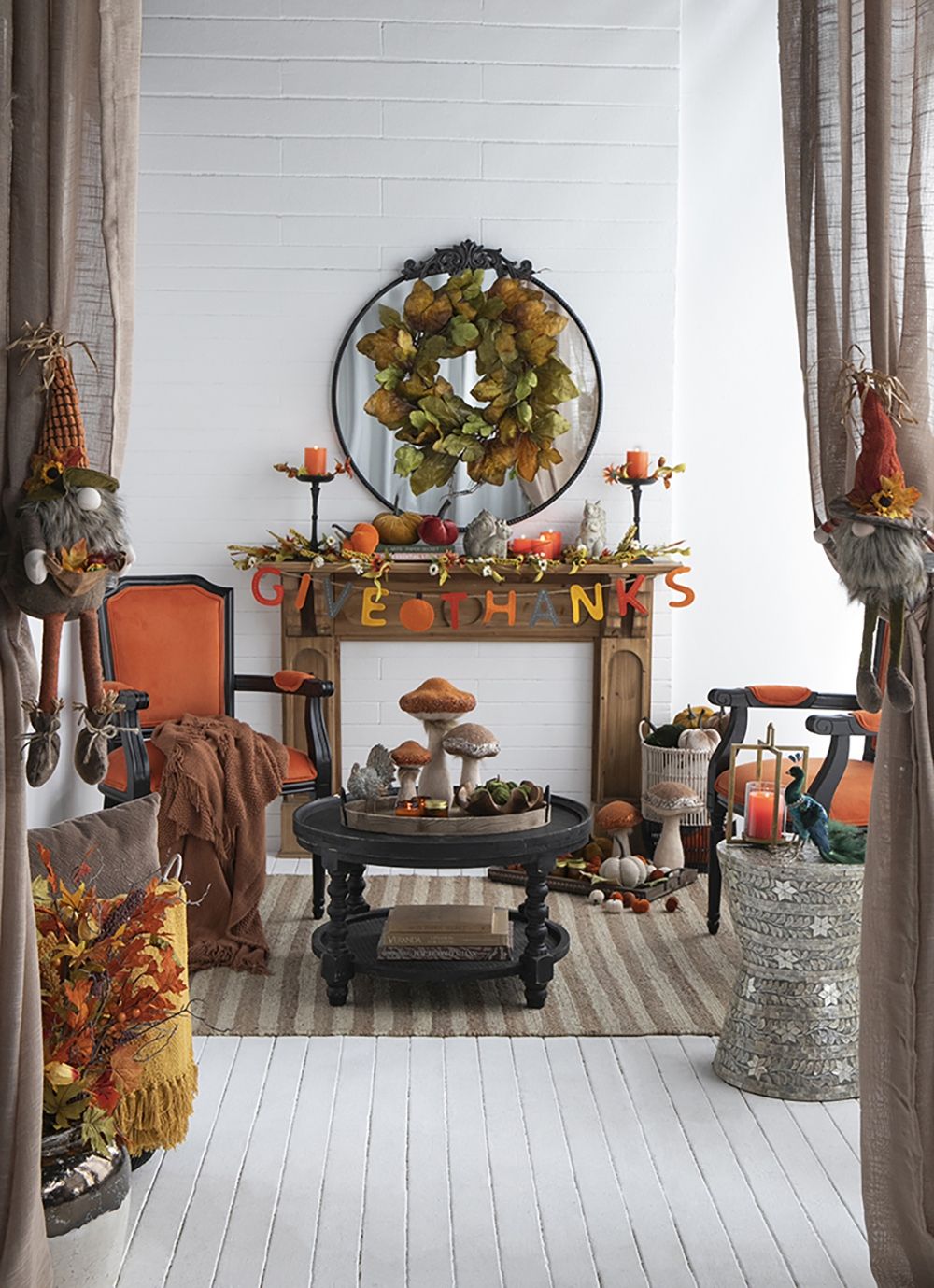 Mushroom Holiday Ornament, For Harvest Festival Fall Festival & Thanksgiving Table Decorations (Set of 2) - Beige / Light Brown