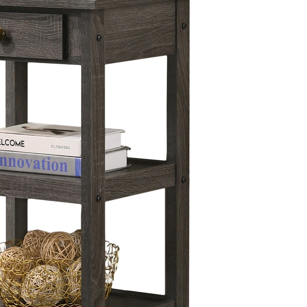 Arine - Console Table With Drawer And Shelves - Gray