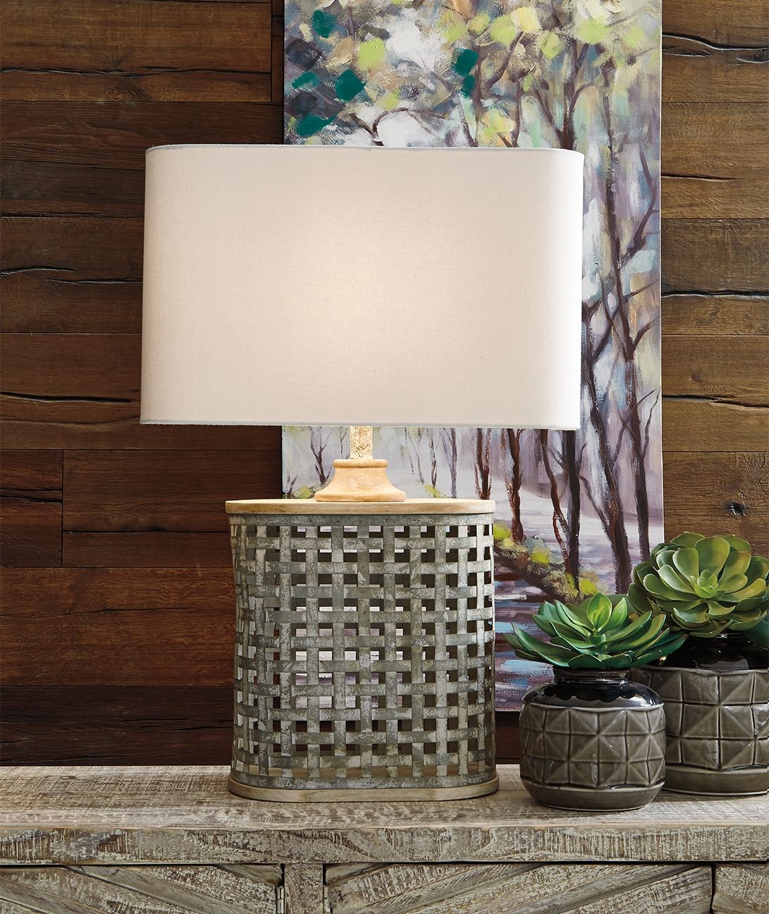 Ashley Furniture Deondra - Gray - Metal Table Lamp | Meri Furniture