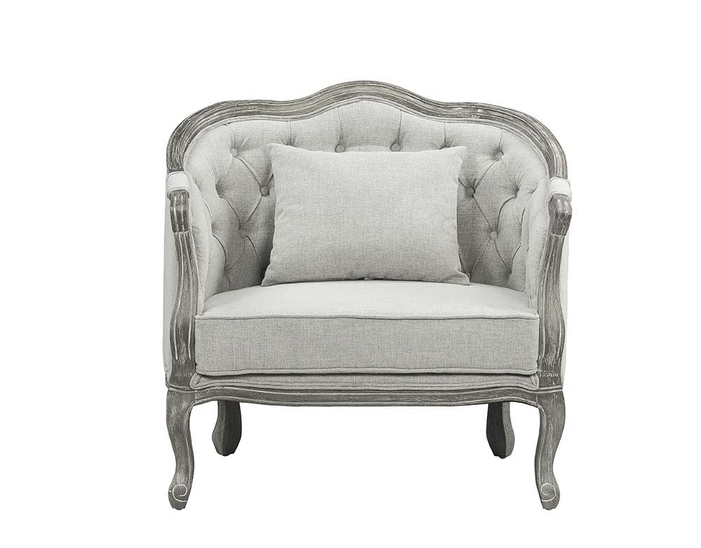 ACME With a nod to vintage French design, the Samael is a modern interpretation of a camel-back sofa is distinguished by its exposed, and beautifully carved, wooden frame that wraps you in comfort. | Meri Furniture