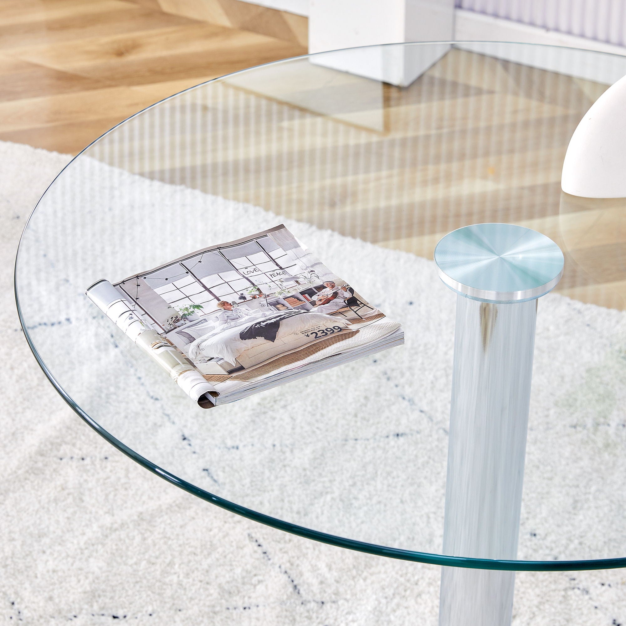Modern Minimalist Round Dining Table With Glass Top