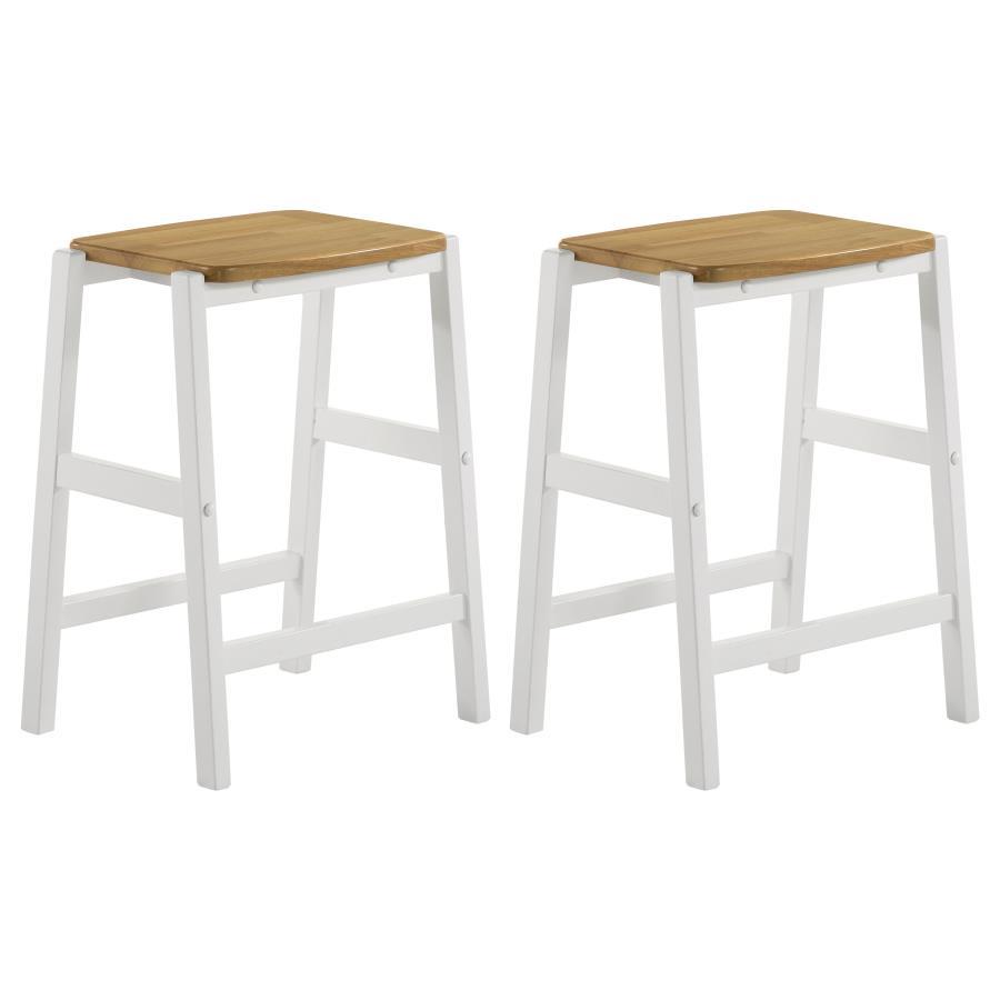 Coaster Fine Furniture Edgeworth - Wood Backless Counter Stool (Set of 2) - White | Meri Furniture