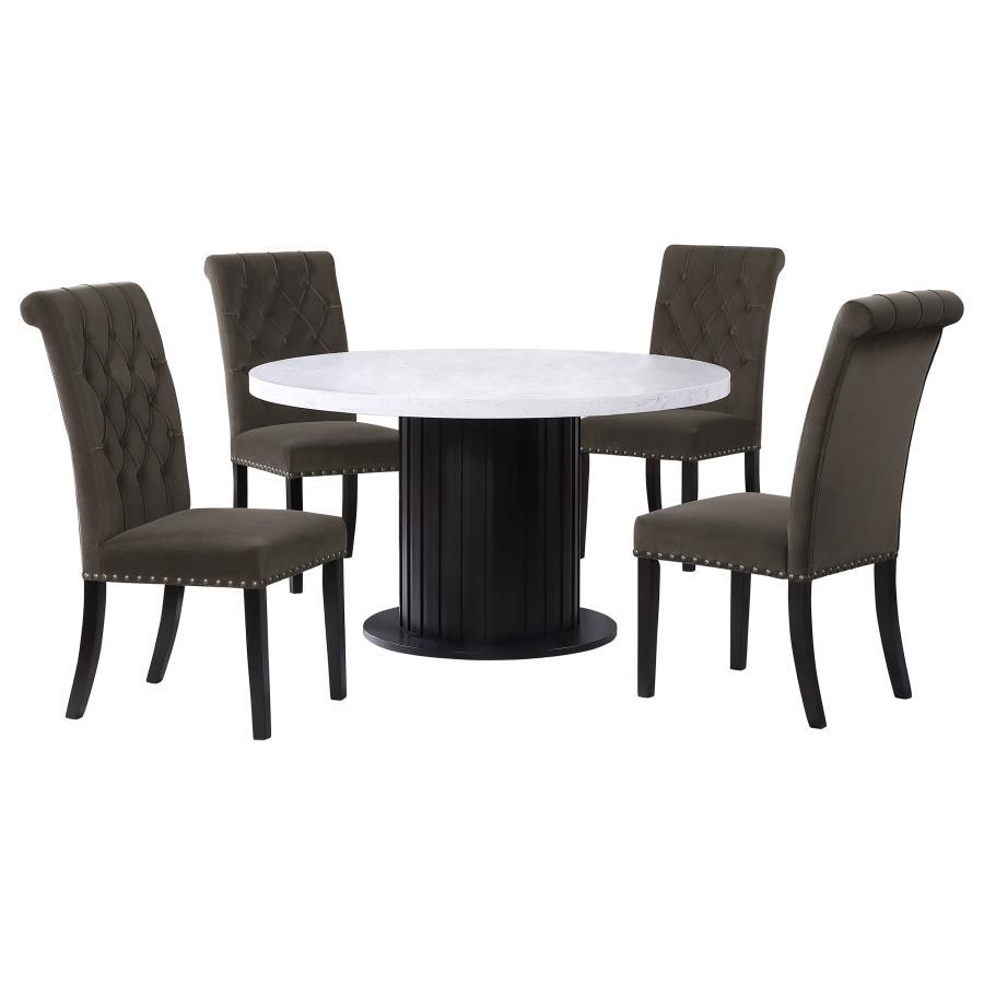 Coaster Fine Furniture Sherry - Round Marble Top Dining Table Set | Meri Furniture