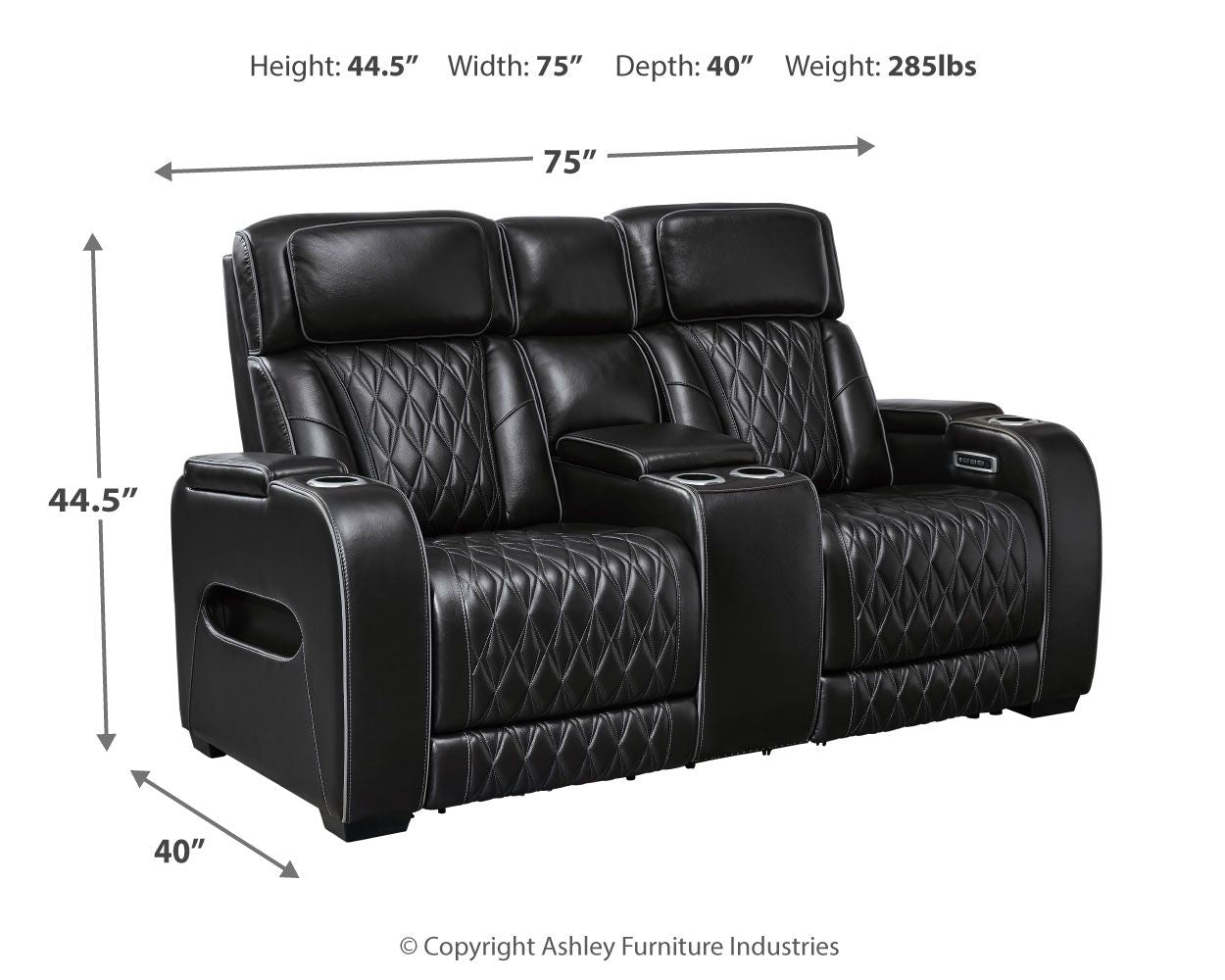 Signature Design by Ashley® Boyington - Power Reclining Loveseat With Console/Adj Hdrst | Meri Furniture