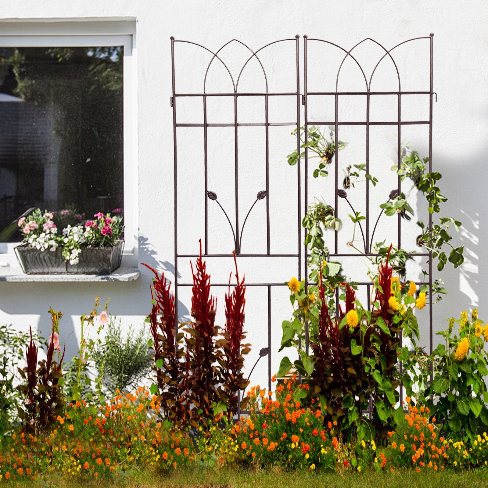 Metal Garden Trellis Rustproof For Climbing Plants Outdoor Flower Support