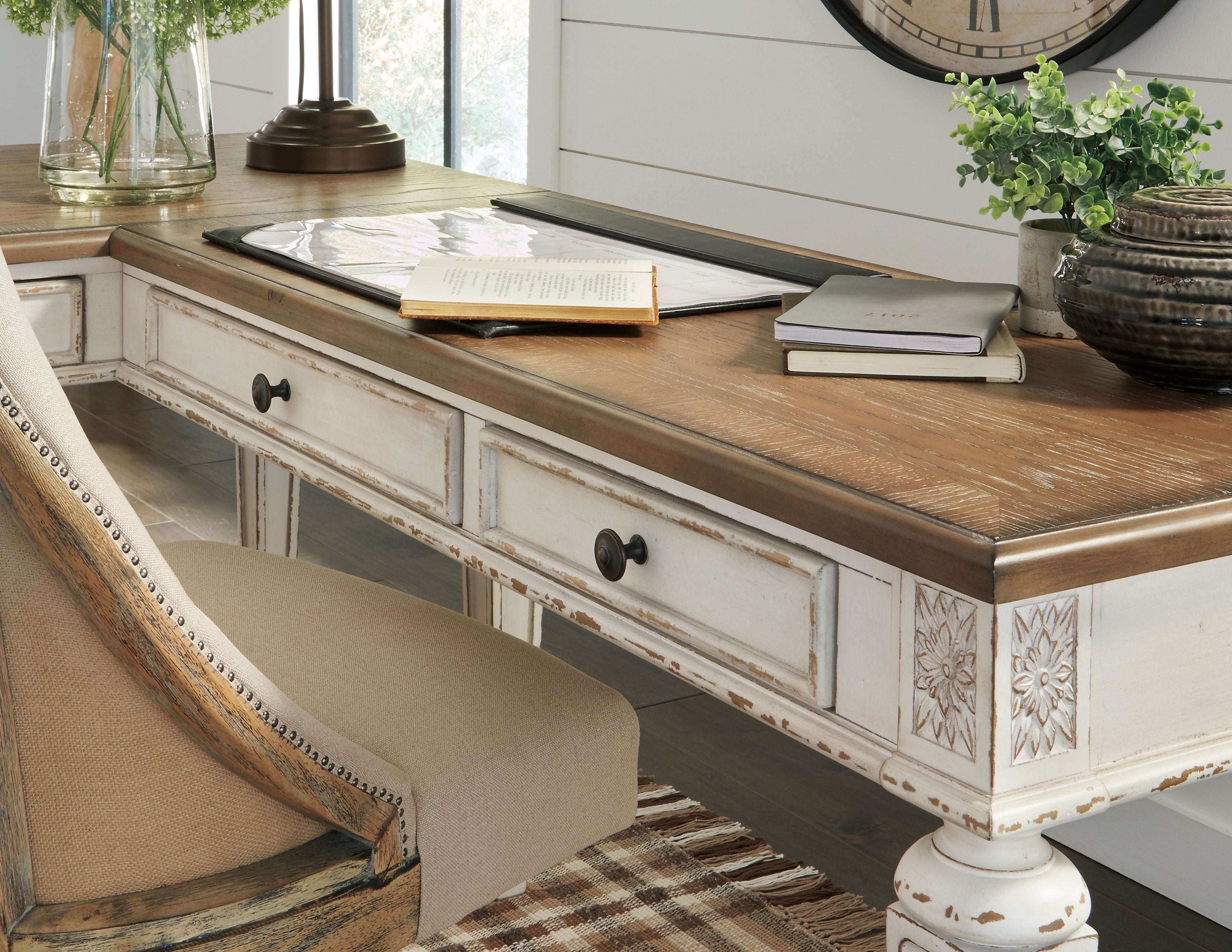 Ashley Furniture Realyn - White / Brown - Home Office Desk Return | Meri Furniture