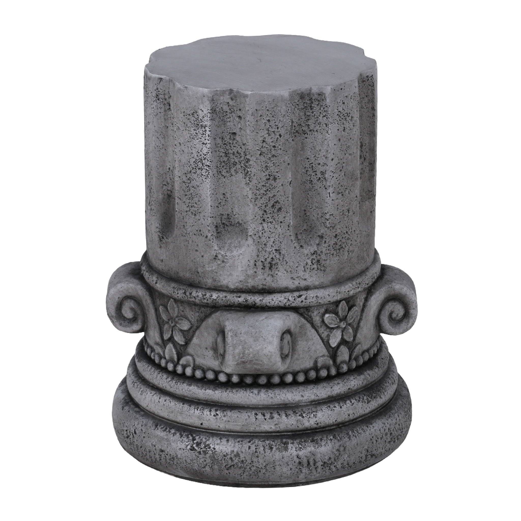 Outdoor End Table, Round Side Table For Patio And Garden - Antique Gray