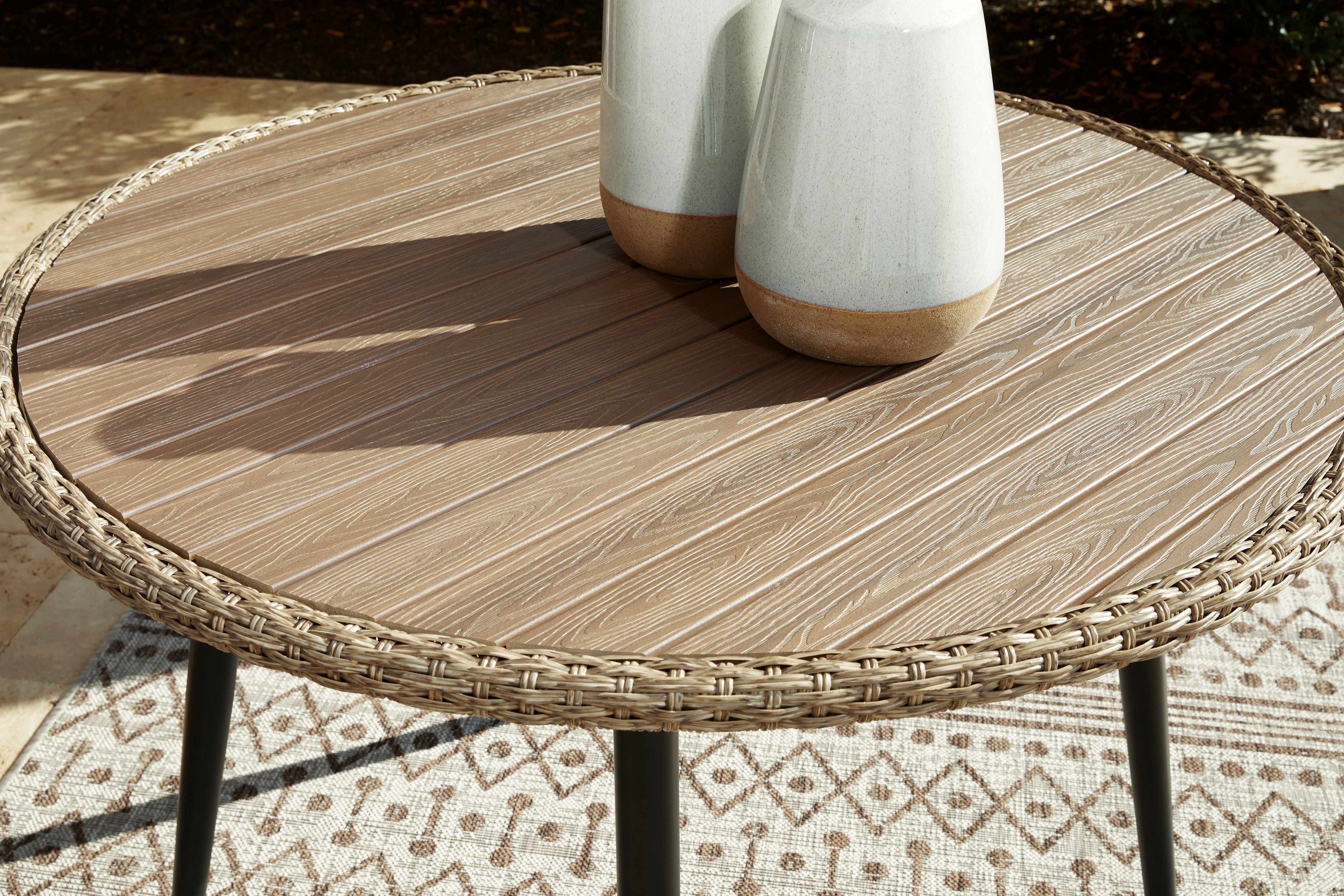 Ashley Furniture Amaris - Brown / Black - Round Dining Table | Meri Furniture