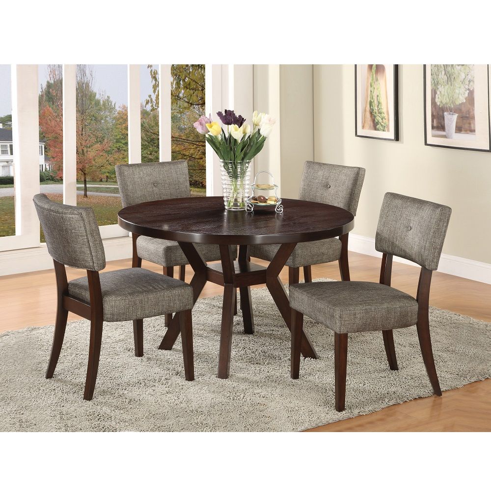 Drake - Side Chair Set of 2) - Gray Fabric & Espresso