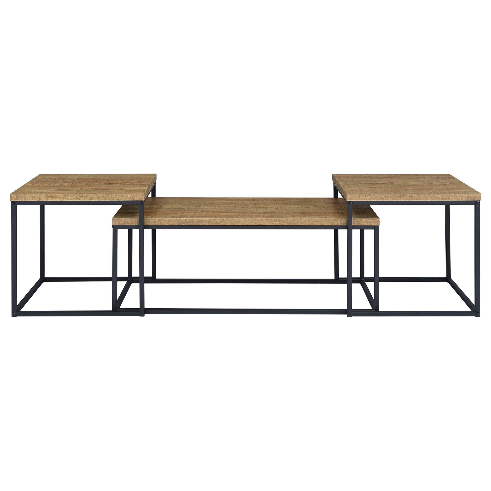 Straden 3-piece Engineered Wood Coffee Table Set Mango and Black
