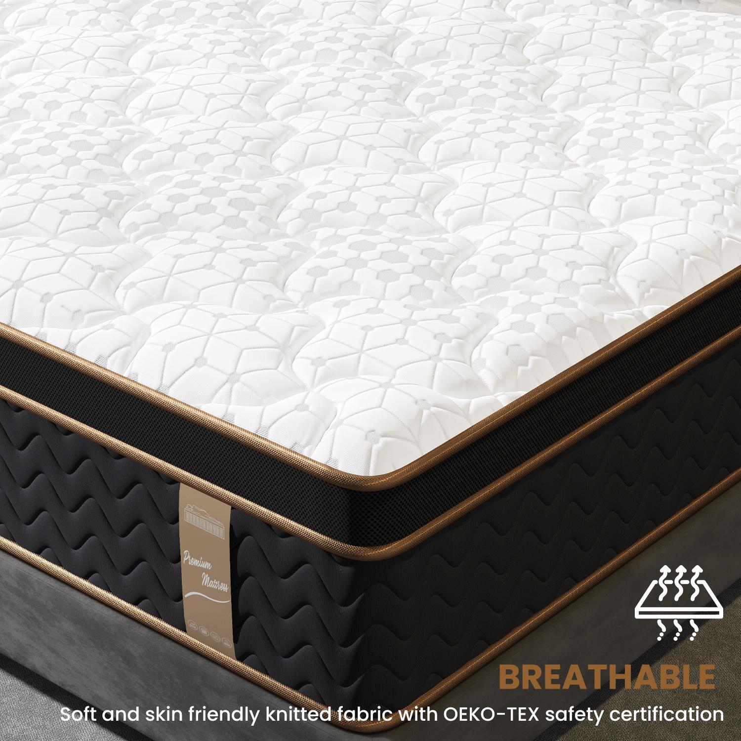 Plush Hybrid Mattresses With Gel Memory Foam, Individual Pocket Spring Motion Isolation Edge Support