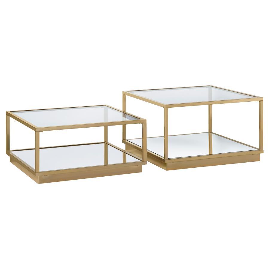 Coaster Fine Furniture Renee - 2 Piece Square Coffee Table Set - Rose Brass | Meri Furniture