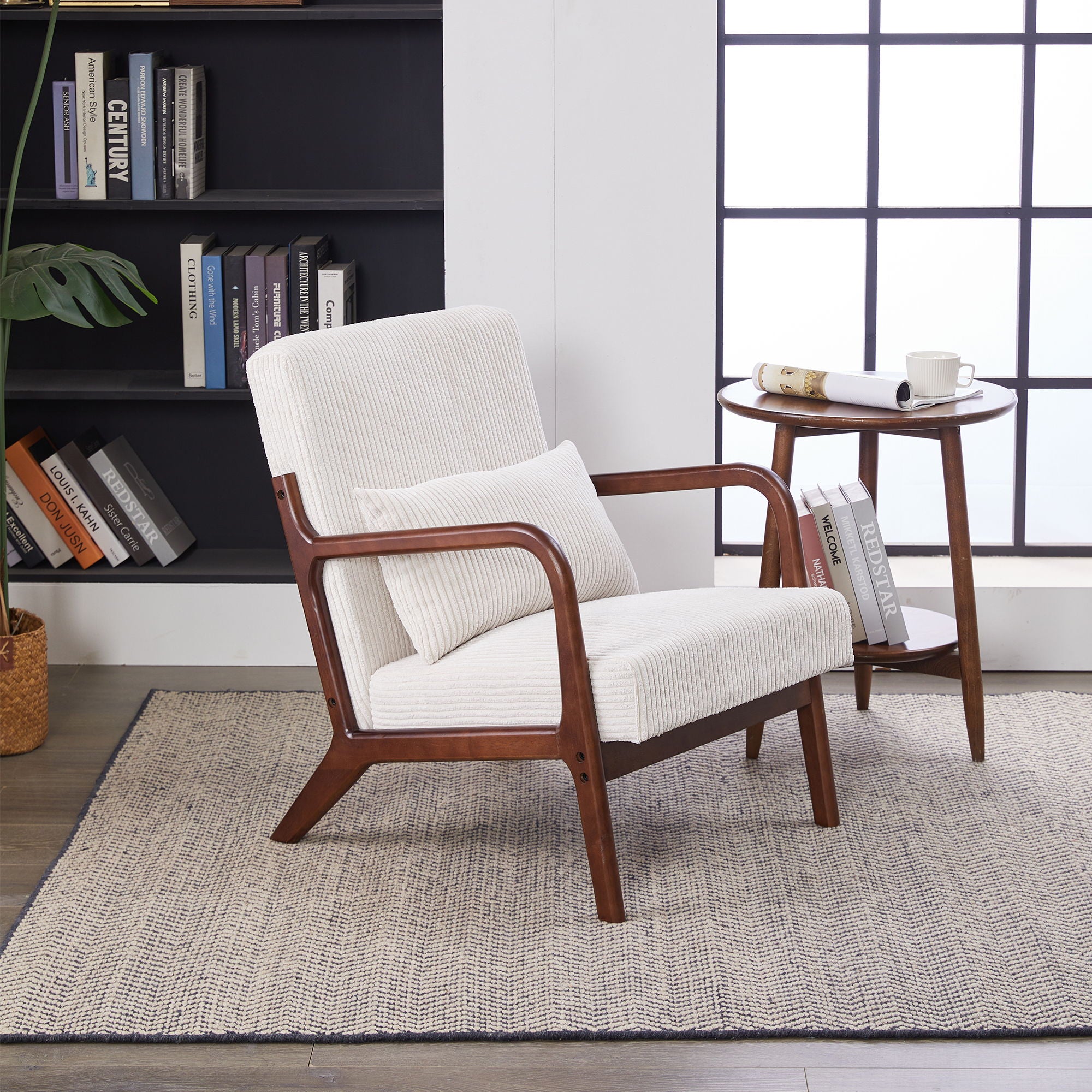 Accent Chair With Pillow And Wood Frame