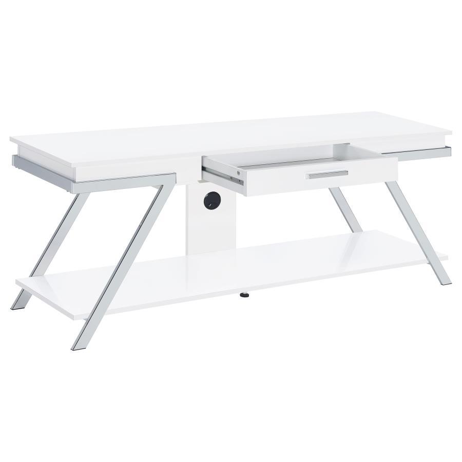 Coaster Fine Furniture Marcia - 1-Drawer Wood TV Stand - White High Gloss | Meri Furniture