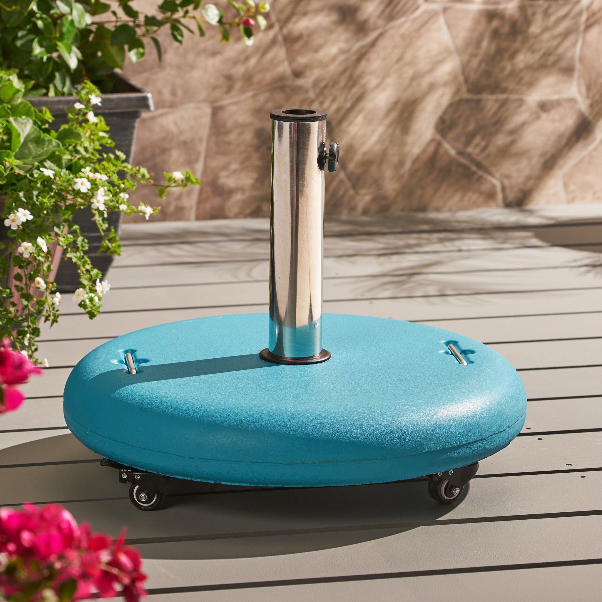 Wheelie - Round Umbrella Base With Stainless Steel Holder
