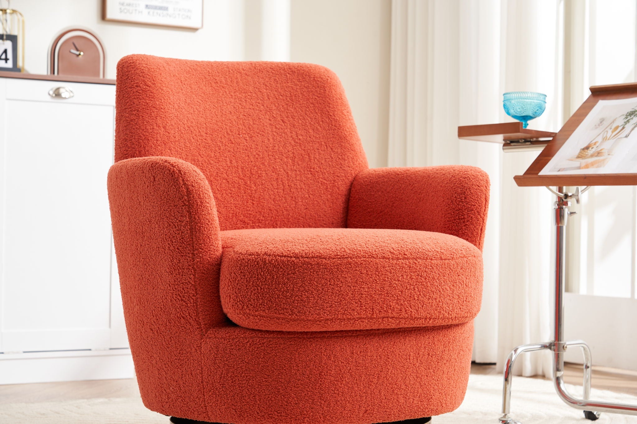 Teddy Swivel Barrel Chair, Swivel Accent Chairs Armchair For Living Room